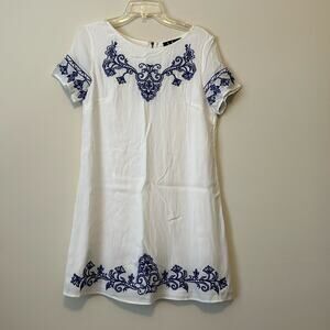 Lulus blue embroidered dress. M